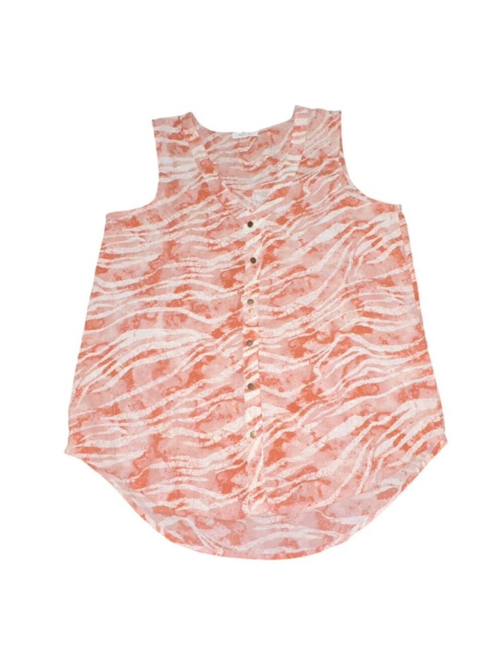 Maurices Womens Zebra Print Sleeveless Blouse-Orange/White-Size M-GUC